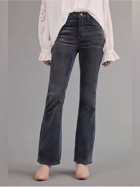 Anthropologie Pilcro Icon Flare Corduroy Jeans Womens 32 Gray High Rise
